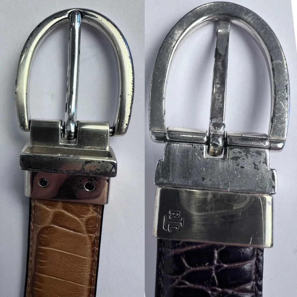 Lauren Ralph Lauren Black & Brown Reversible Belt with Rotating Buckle